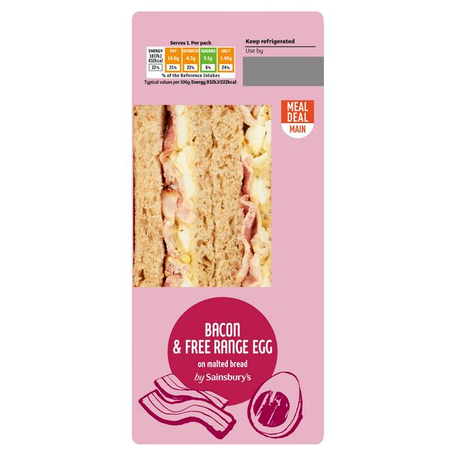 Sainsburys Bacon & Free Range Egg on Malted Bread Sandwich