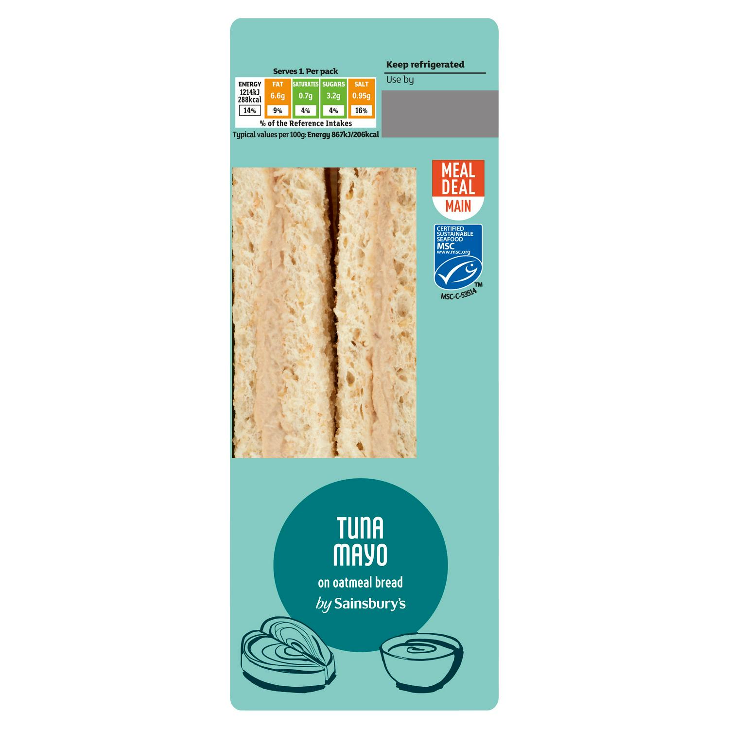 Sainsbury's Tuna Mayo on Oatmeal Bread Sandwich