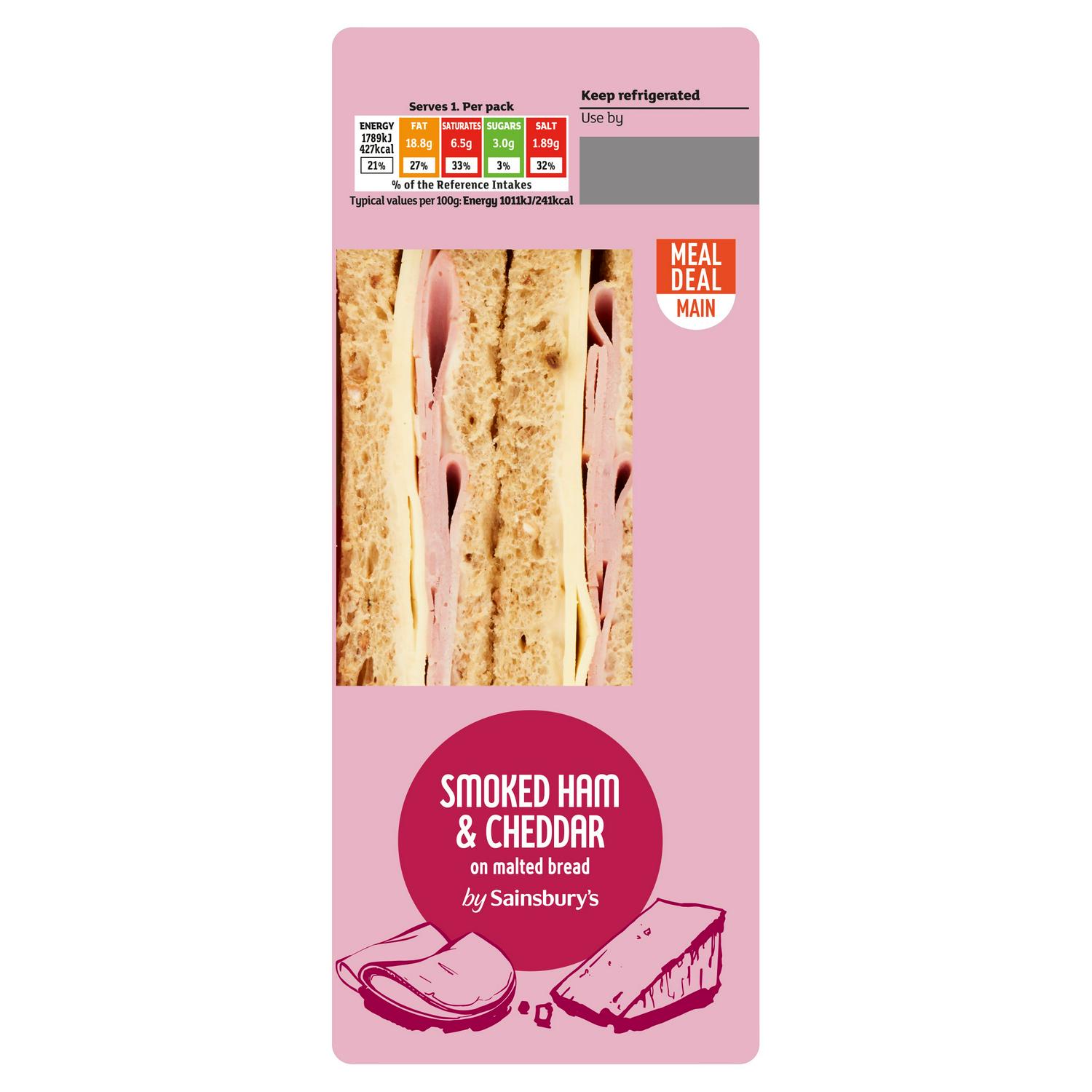 Sainsbury's Smoked Ham & Cheddar on Malted Bread Sandwich