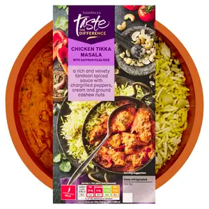 Sainsbury's Chicken Tikka Masala with Pilau Rice, Taste the Difference Ready Meal for 1 400g 