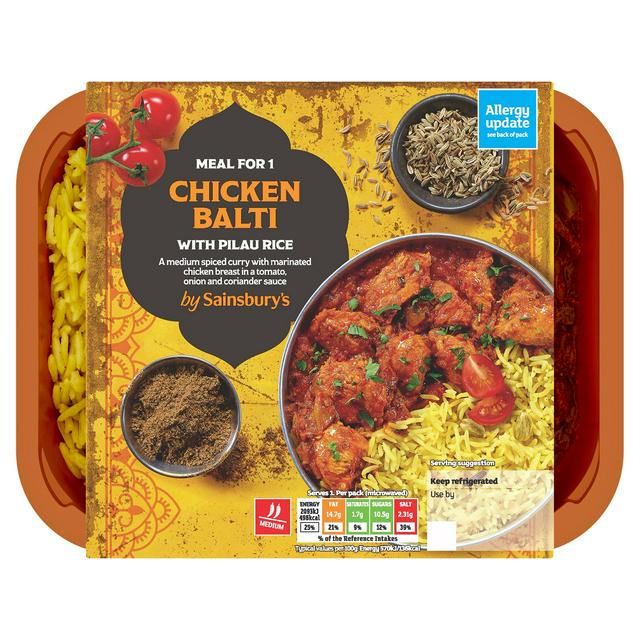 Sainsburys Indian Chicken Balti with Pilau Rice Ready Meal for 1 400g