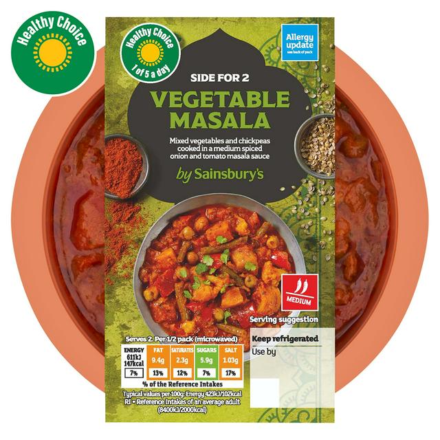 Sainsburys Indian Vegetable Masala Ready Meal Side For 2 300g