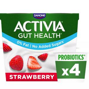 Activia Strawberry Fat Free No Added Sugar Gut Health Fruit Yoghurt Multipack 4 x 115g - video