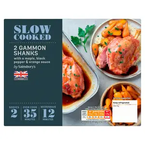 Sainsbury's Slow Cooked British Gammon Shanks with Maple, Black Pepper & Orange Sauce x2 680g (Serves 2)