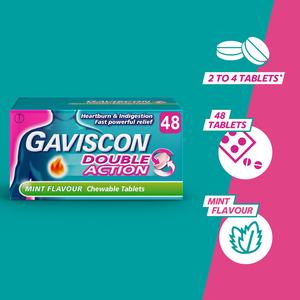 Gaviscon Double Action Heartburn & Indigestion Mint Flavour Tablets x48 - gallery image 5