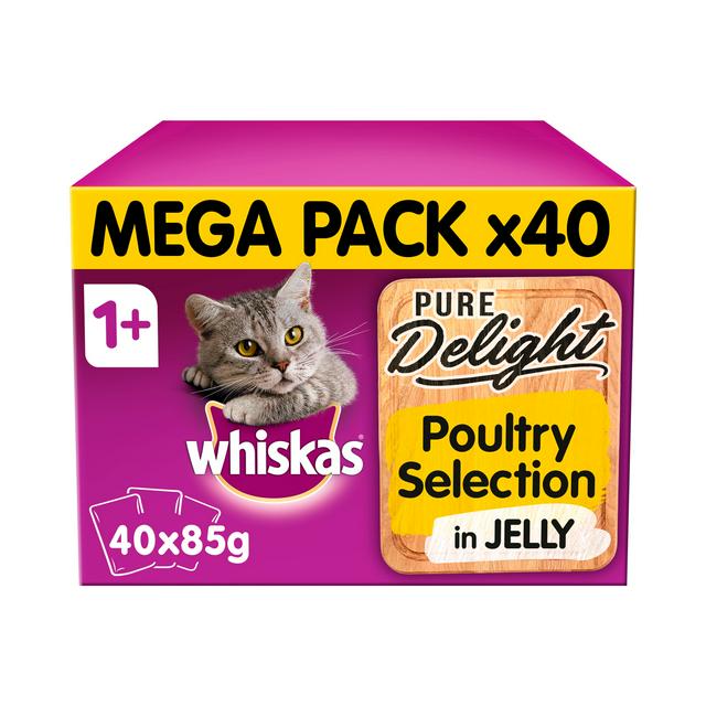 Whiskas Pure Delight Poultry Collection in Jelly Adult 1+ Wet Cat Food 40x85g