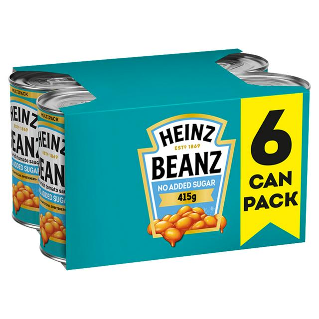 Heinz No Added Sugar Baked Beans in a Rich Tomato Sauce 6x415g