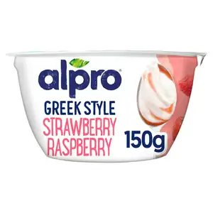 Alpro greek Style Strawberry & Raspberry Plant Based Yogurt Alternative 150g