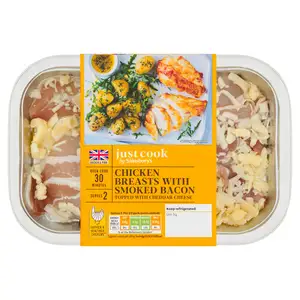 Sainsbury's Just Cook Chicken Breasts with Cheese & Bacon 310g