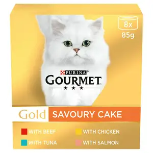 Gourmet Gold Savoury Cake Meat & Fish Variety Wet Cat Food 8 x 85g