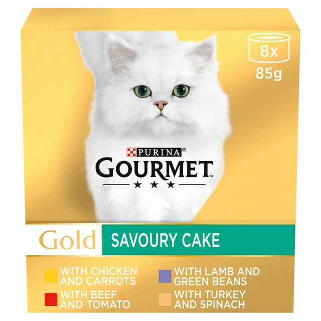 Gourmet Gold Tinned Cat Food Savoury Cake Meat 8x 85g