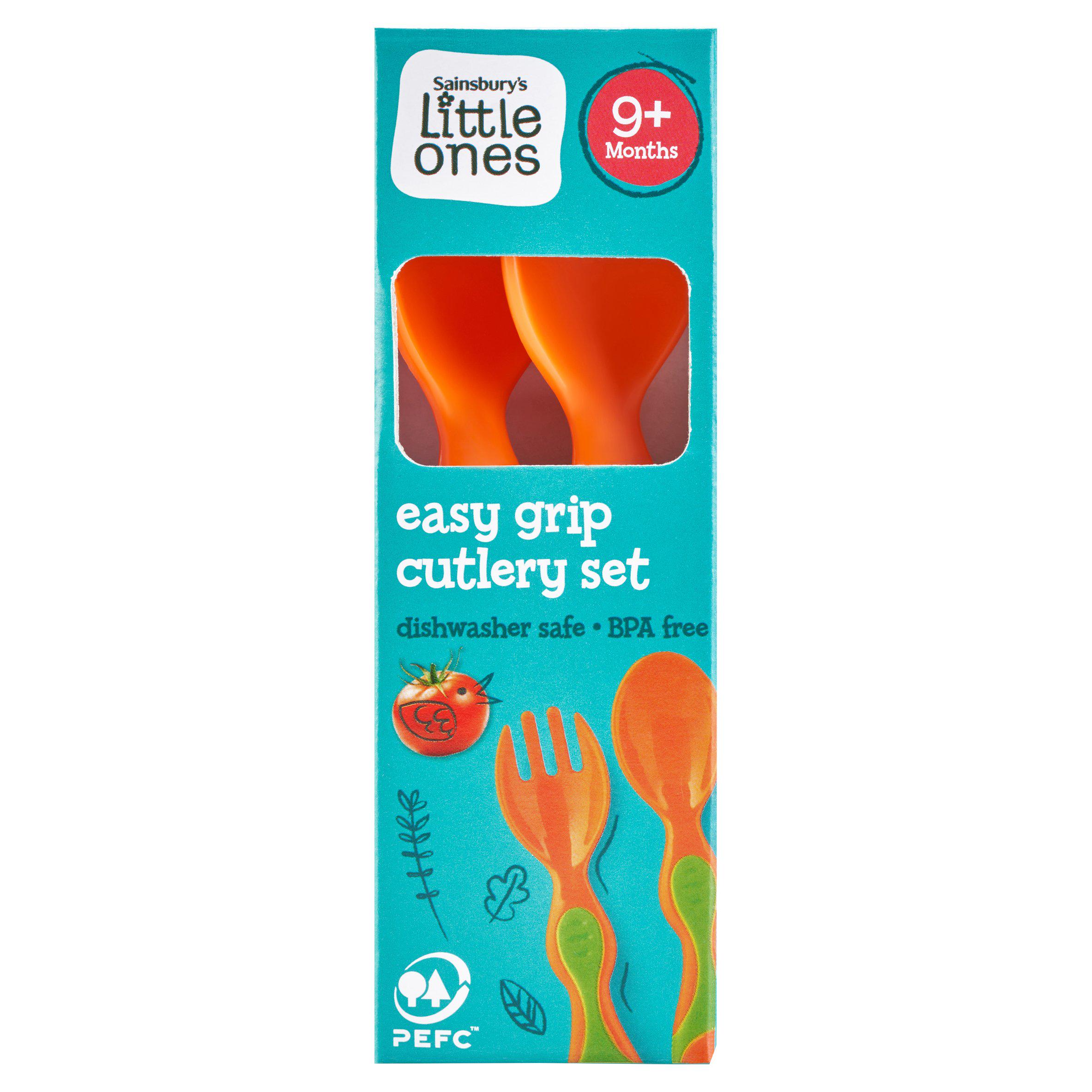 Sainsbury's Little Ones Easy Grip Cutlery 9+ Months Baby Feeding 2 Piece