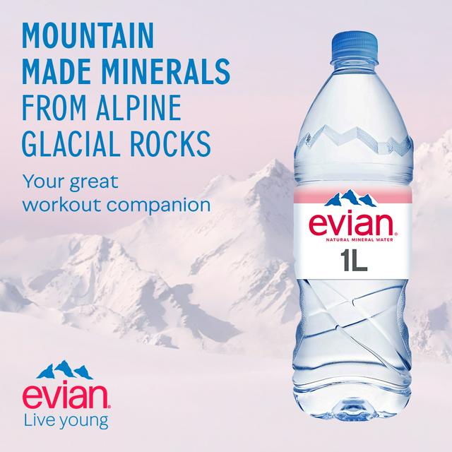 Evian Natural Bottled Mineral Still Water 1L