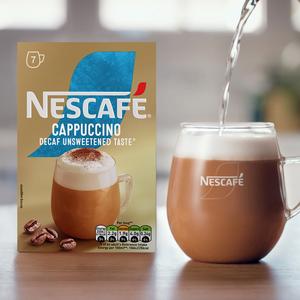Nescafe Cappuccino Decaf Unsweetened Instant Coffee Sachets x7 105g - gallery image 3