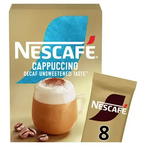 Nescafe Cappuccino Decaf Unsweetened Instant Coffee Sachets 8x15g