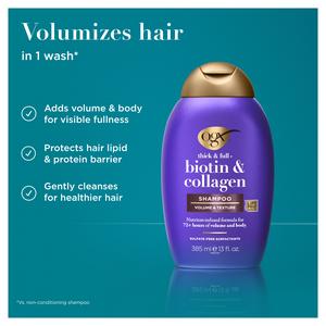 OGX Biotin & Collagen Hair Thickening Shampoo 385ml - gallery image 3