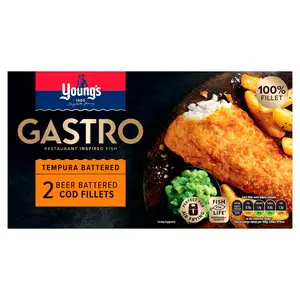 Young's Gastro Tempura Beer Battered Cod Fillets x2 270g