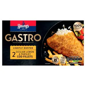 Young's Gastro Lightly Dusted Sicilian Lemon & Parsley Cod Fillets x2 300g