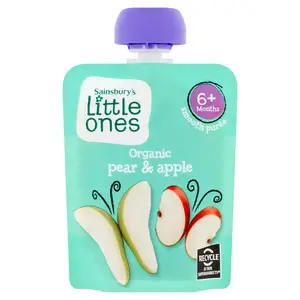 Sainsbury's Little Ones Organic Pear & Apple Smooth Puree 6+ Months 70g 