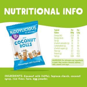 Kiddylicious Original Mini Coconut Rolls Baby Snacks 8x7g - gallery image 3