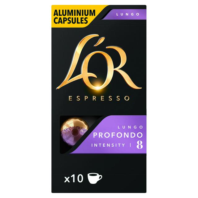 L'OR Nespresso Compatible Espresso Lungo Profondo x10 Aluminium Coffee Capsules Intensity 8