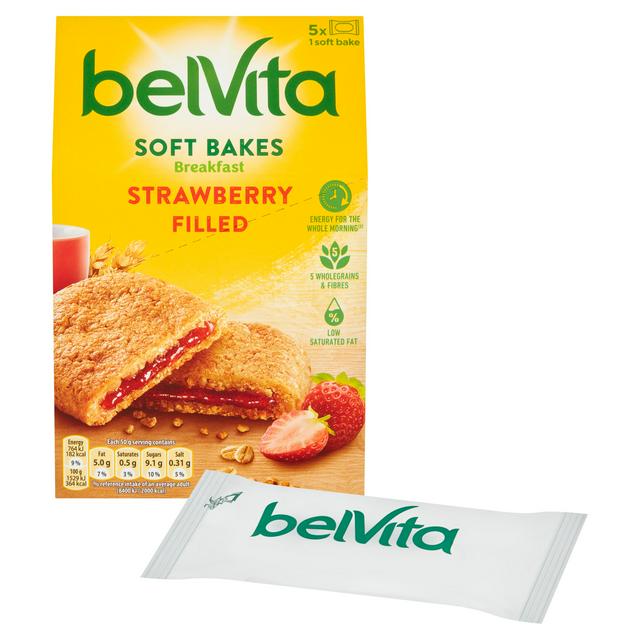 BelVita Breakfast Biscuits Bars Soft Bakes Strawberry Filled 5x50g
