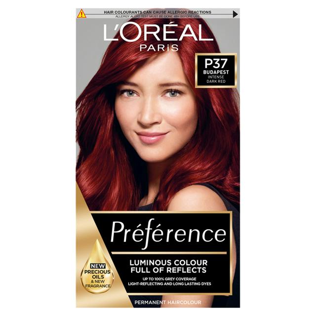 L'Oreal Paris Preference Permanent Hair Dye Budapest Intense Dark Red P37 |  Sainsbury's