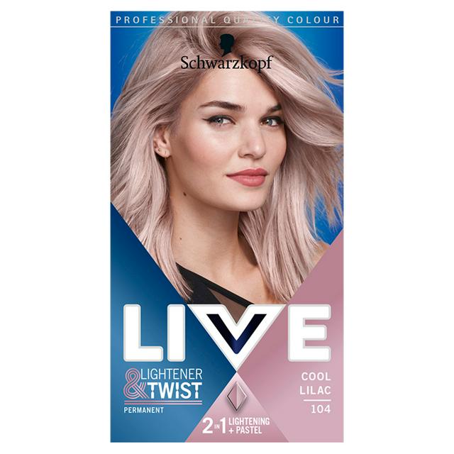 Schwarzkopf Live Intense Lightener & Lift Permanent Hair Dye Cool Lilac 104  | Sainsbury's