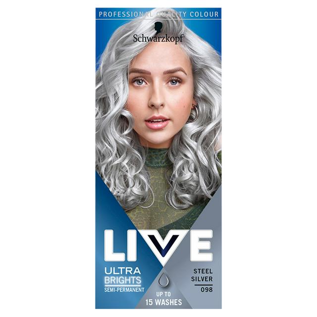 Schwarzkopf Live Ultra Brights Or Pastel Semi Permanent Hair Dye Steel Silver 98 Sainsbury S