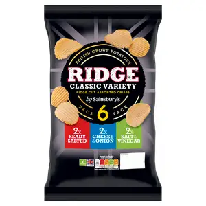 Sainsbury's Variety Ridged Multipack Crisps 6x25g