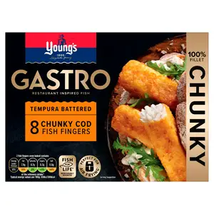 Young's Gastro Tempura Battered Chunky Cod Fish Fingers x8 320g