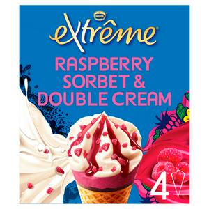 Extreme Fresh & Fruity Raspberry with Double Cream Ice Cream Cones 4x120ml