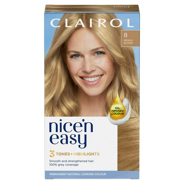 Clairol Nice'n Easy Crème Natural Looking Oil-Infused Permanent Hair Dye Medium Blonde 8