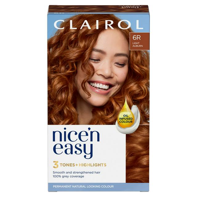Clairol Nice'n Easy Crème Natural Looking Oil-Infused Permanent Hair Dye Light Auburn 6R