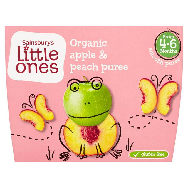 Sainsbury S Little Ones Organic Apple Peach Puree 4 Months 4 X 100g 400g Sainsbury S
