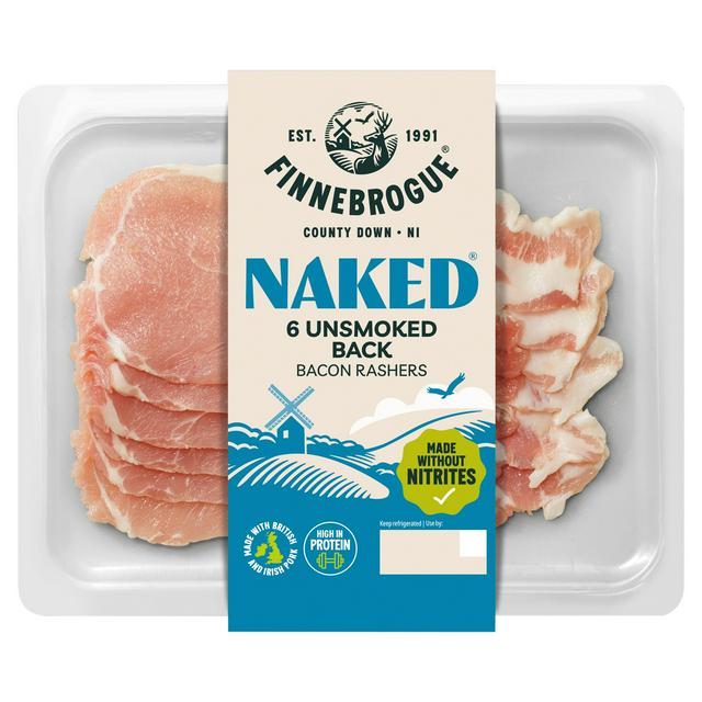 Finnebrogue Naked Unsmoked Back Bacon Rashers x6 200g