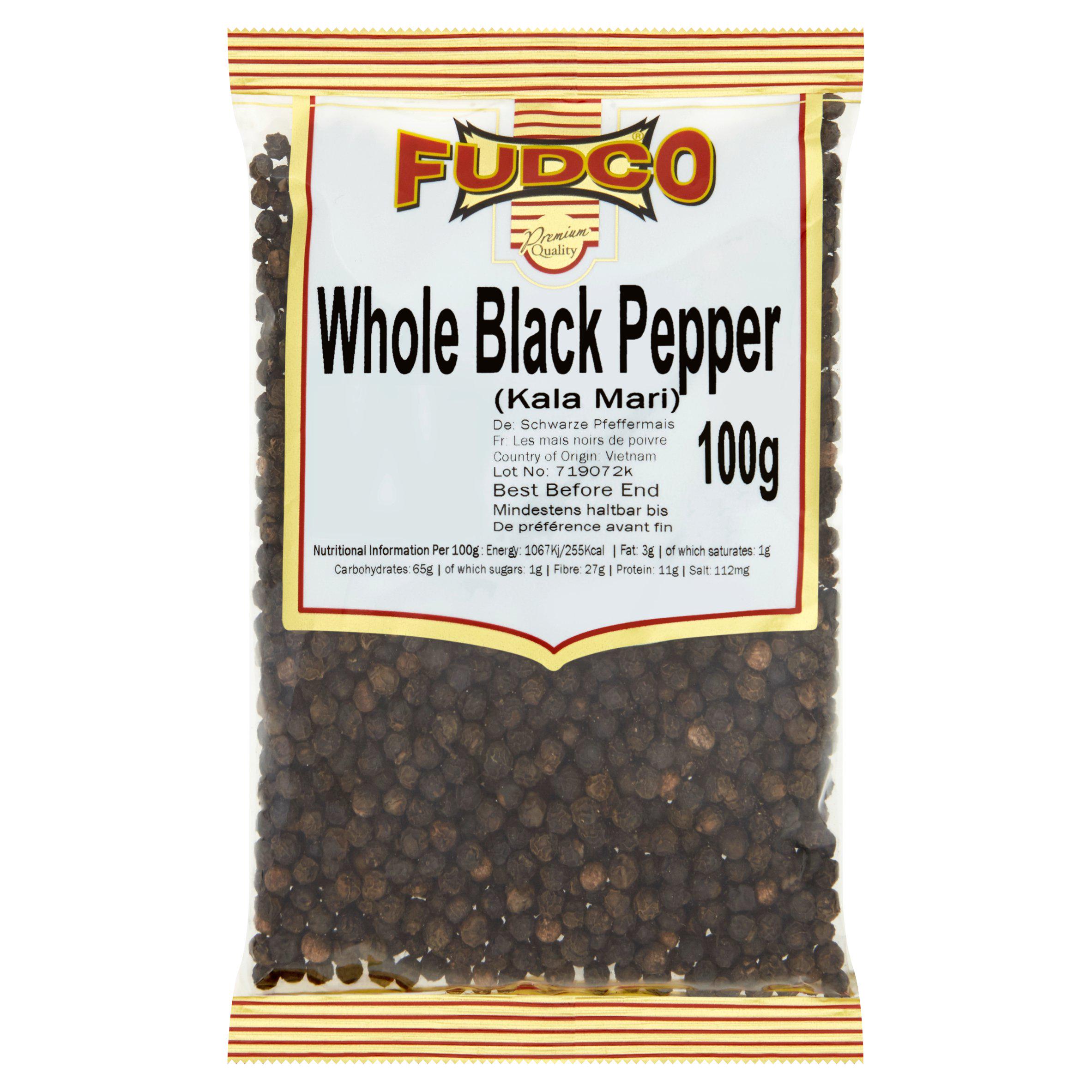 Fudco Whole Black Pepper 100g Peppercorns Spices