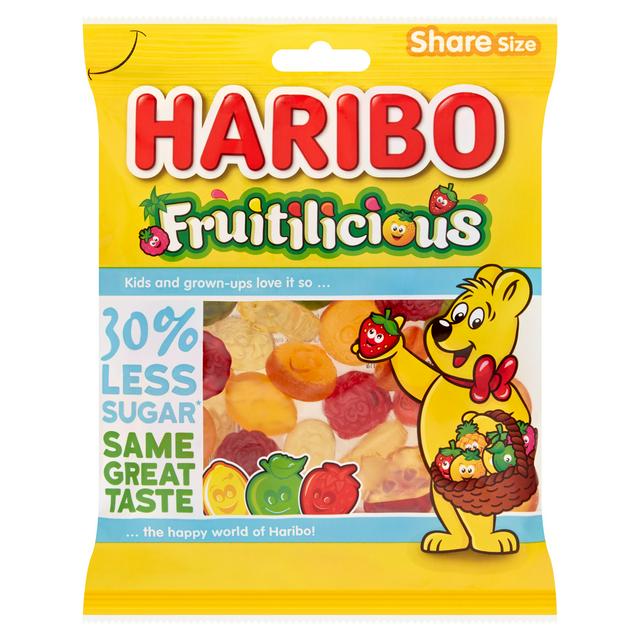 Haribo Fruitilicious 30% Reduced Sugar Sweets Bag 165g