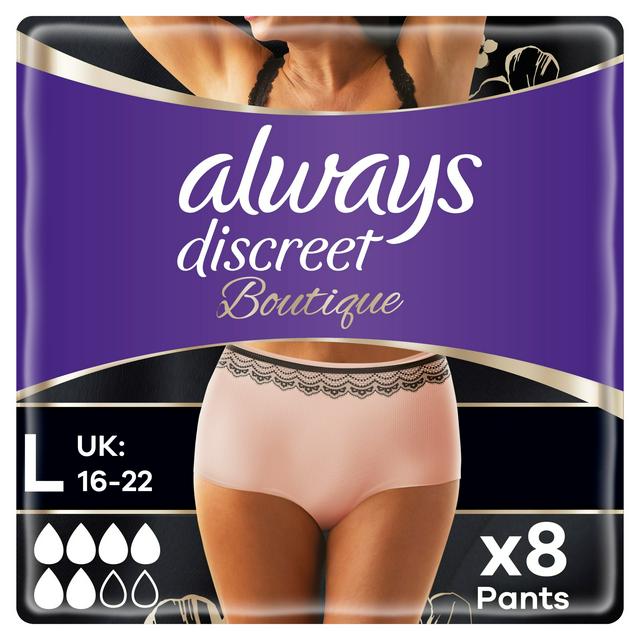 Always Discreet Boutique Women Beige Plus L Incontinence Pants x8