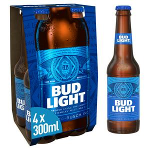 Bud Light Lager Beer bottles 4x300ml