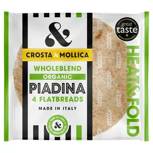 Crosta & Mollica Piadina Organic Wholeblend Italian Flatbreads Wraps x4 300g