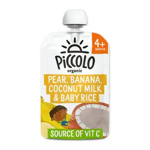 Piccolo Organic Pear Banana Coconut Milk & Baby Rice Smooth 4 Months+ 100g