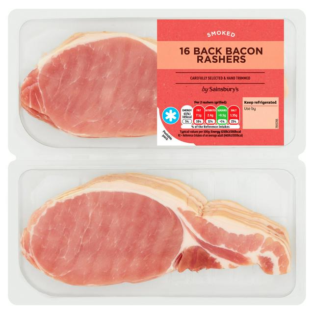 Sainsbury’s 16 Smoked Back Bacon Rashers 2x250g