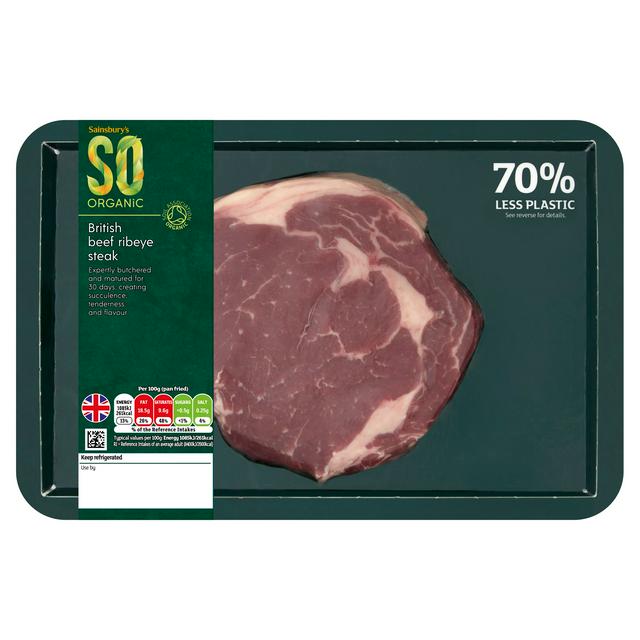 SO Organic Sainsbury's 30 Days Matured British Beef Ribeye Steak, So Organic 225g