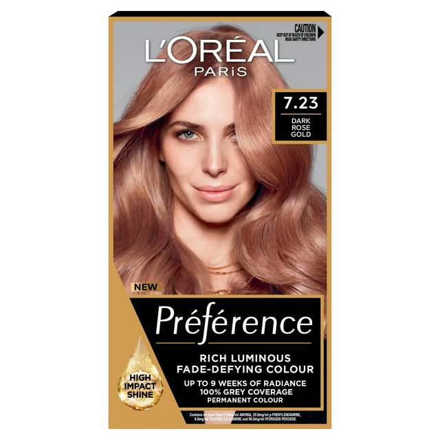 L Oreal Paris Preference Permanent Hair Dye Bali Dark Rose Gold Brown 7 23 Sainsbury S