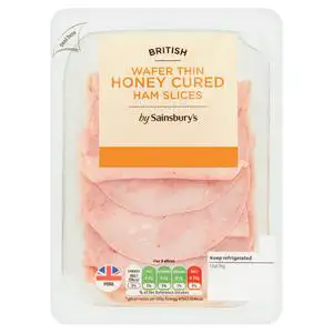 Sainsbury's British Wafer Thin Honey Cured Ham Slices 150g