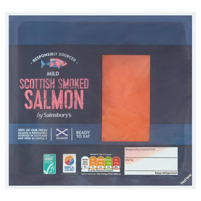 Sainsbury’s ASC Scottish Mild Smoked Salmon 100g (Ready to Eat)