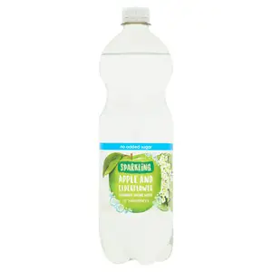 Sainsbury's Bottled No Added Sugar Sparkling Apple & Elderflower Flavoured Spring Water 1L