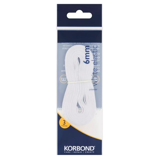 KORBOND Care & Repair Elastic Polyester White 6mm x 3m