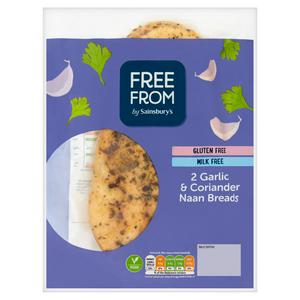 Sainsburys Deliciously Free From Garlic Coriander Naan Breads 2 X 100g Sainsburys